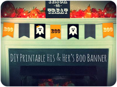 Boo! DIY Printable Halloween Banner | His & Her Ghosts